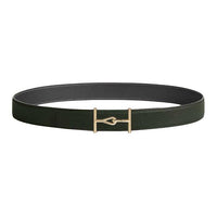 HERMES Calfskin Leather Belts Women's Graphite/Green Width 3.2cm