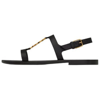 SAINT LAURENT Cassandra Logo Plaque Flat Sandals Women's