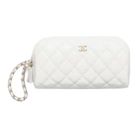 CHANEL Calfskin Clutch Women's White