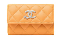 CHANEL Lambskin Clutches Wallets Women's Orange