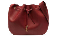 SAINT LAURENT Smooth Calf Leather Hobo Bag Crossbody Bag Shoulder Bag Large Size Women's Red