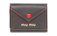 MIU MIU Leather Wallet Women's Black & Red