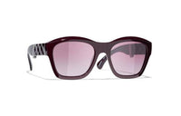 CHANEL Plate Frame Irregular Shape Sunglasses Women's Red