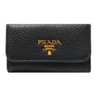 PRADA Leather Key Pouch Women's Black