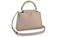 LOUIS VUITTON Capucines Grained Taurillon Leather Capusin Shoulder Crossbody Handbag Medium Size Women's Beige