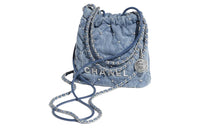 CHANEL 22Bag Leather Shoulder Bag Crossbody Bag Mini Women's Denim Blue