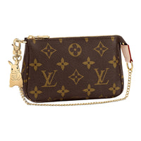 LOUIS VUITTON Coated Canvas With Leather Small Mahjong Bag Handbag Mini Women's Brown