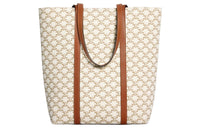 CELINE Triomphe Fabric With Calfskin Handbag Regular Women's Brown/White