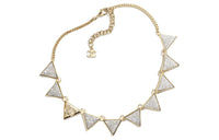CHANEL Metal Crystal Necklaces Women's Gold