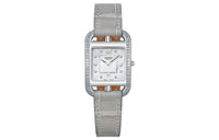 HERMES Cape Cod Collection Wrist Watch Quartz Movement Crocodile Leather Strap Silver Dial Women's W049557WW00