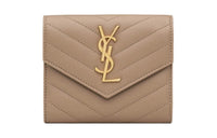 SAINT LAURENT CASSANDRE Lambskin Wallet Women's Dusty Gray