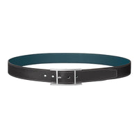 HERMES Double-Sided Design Pin Buckle Calfskin Leather Belts Men's Black/Green Width: 3.2CM