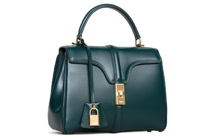 CELINE 16 Cow Leather Handbag Women's Amazon Green