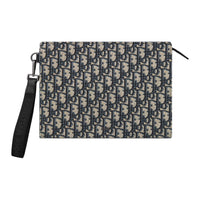 DIOR Jacquard Fabric Clutch Men's Beige & Black