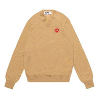 COMME des GARCONS PLAY FW25 Heart V Neck Pullover 'Camel' AZ-N082-051-3