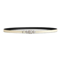 HERMES Palladium Plated Calfskin Leather Belts Women's Black 1.3cm