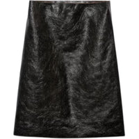 PRADA SS24 Leather Long Skirt Women's Black