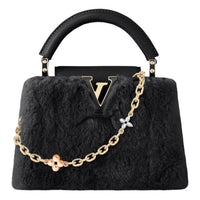 LOUIS VUITTON Capucines Wool Capusin Shoulder Crossbody Handbag Mini Women's Black
