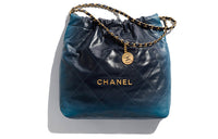 CHANEL 22Bag Calfskin Handbag Women's Blue/Dark Blue