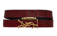 SAINT LAURENT Logo-lettering Double-wrap Leather Bracelet