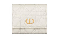 DIOR Caro Calfskin Wallet Women's White