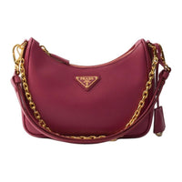 PRADA Re Edition Calfskin Handbag, Shoulder Bag Mini Women's Burgundy Pink