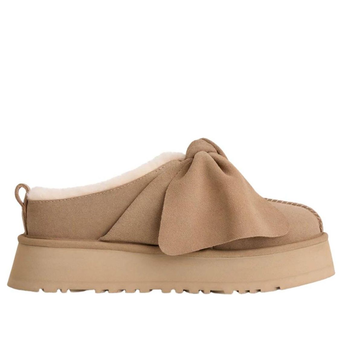 (WMNS) UGG Platform Slip-On Bow Slipper 'Sand' 1176290-SAN