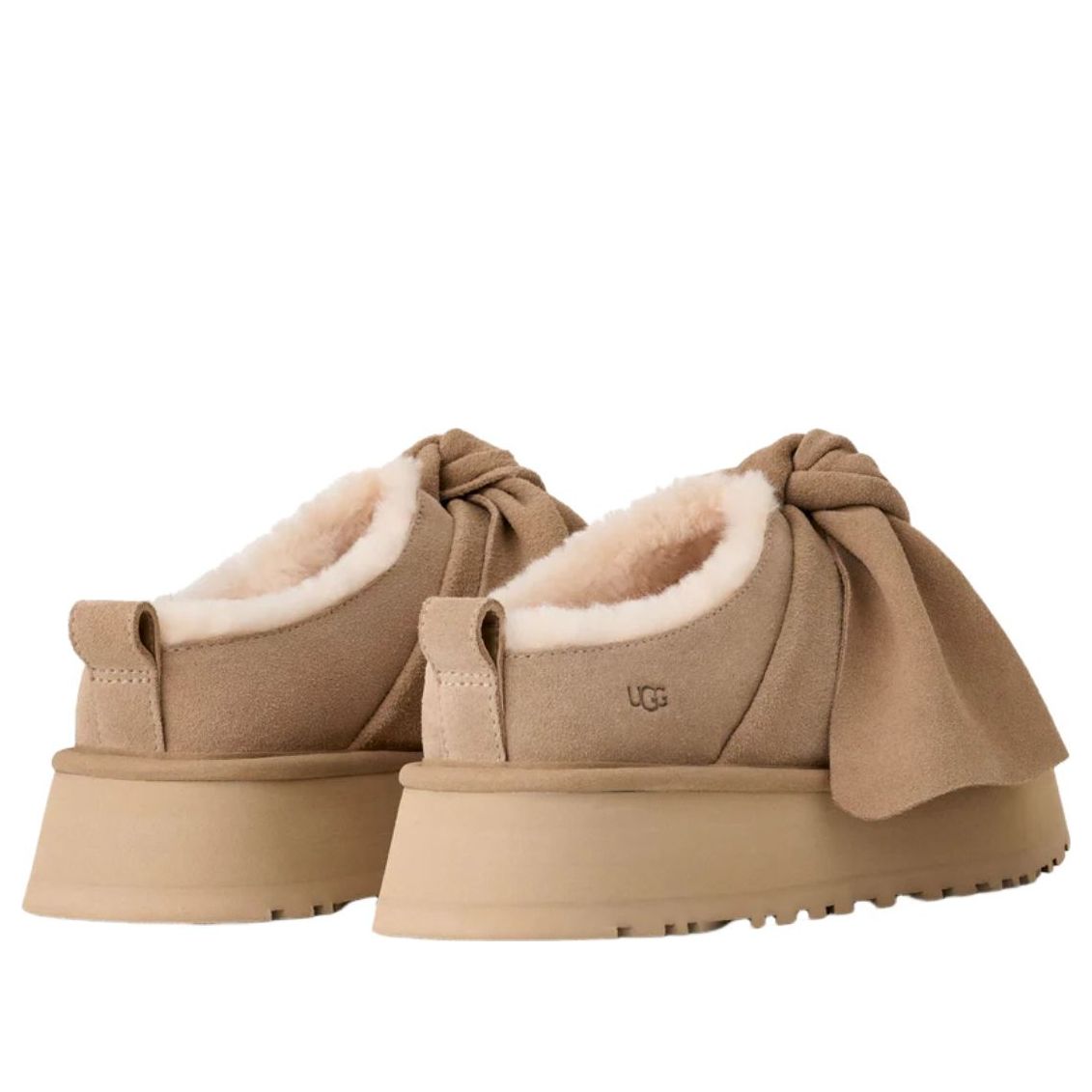 (WMNS) UGG Platform Slip-On Bow Slipper 'Sand' 1176290-SAN