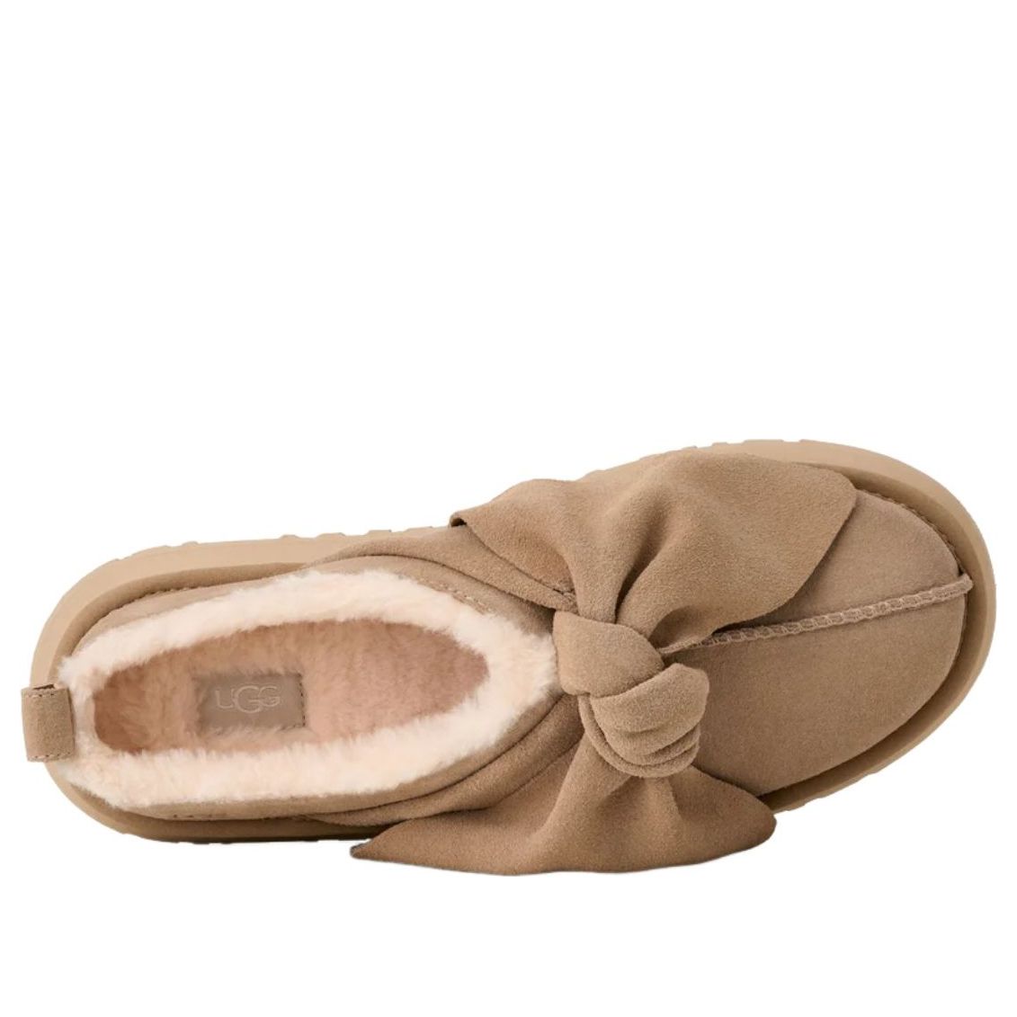 (WMNS) UGG Platform Slip-On Bow Slipper 'Sand' 1176290-SAN