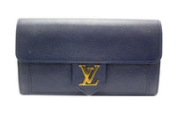 LOUIS VUITTON Calfskin Wallet Women's Marine Blue