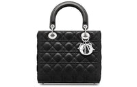 DIOR Lady Dior Cannage Lambskin Lady Dior Bag, Handbag, Shoulder Bag Medium Size Women's Black