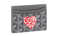 GOYARD Saint-Sulpice Canvas With Leather Card Clip Card Holder Unisex Gray With Red Small Heart