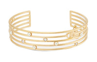 DIOR Metal Resin Pearl Crystal Bangles Women's Gold