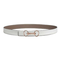 HERMES Calfskin Leather Belts Women's White Umber Width 2.4CM