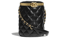 CHANEL Lambskin Box-Shaped Bag Shoulder Bag Crossbody Bag Women's Black