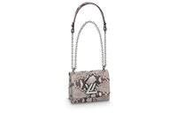 LOUIS VUITTON Twist Python Skin Shoulder Bag Crossbody Bag Small Size Women's Brown
