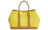 HERMES Garden Party Cow Leather Canvas Garden Bag Handbag Women's Lemon/Cookie