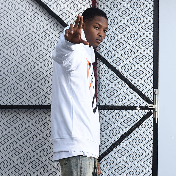 VLONE Staple Classic Printing Back Large Long Sleeves Couple Style White Orange 6932403655102