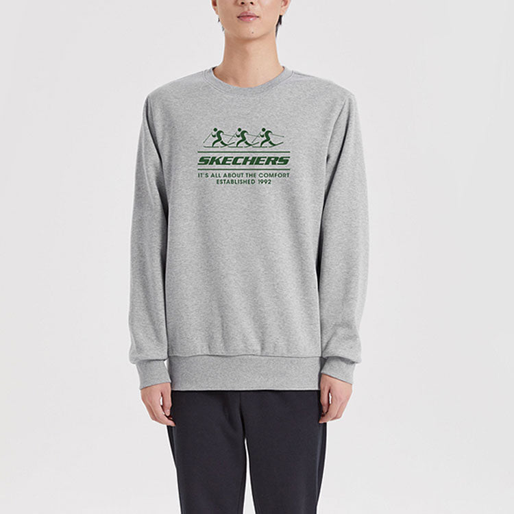 Skechers Logo Printed Crew Sweater 'Black Grey White Purple' L422U233