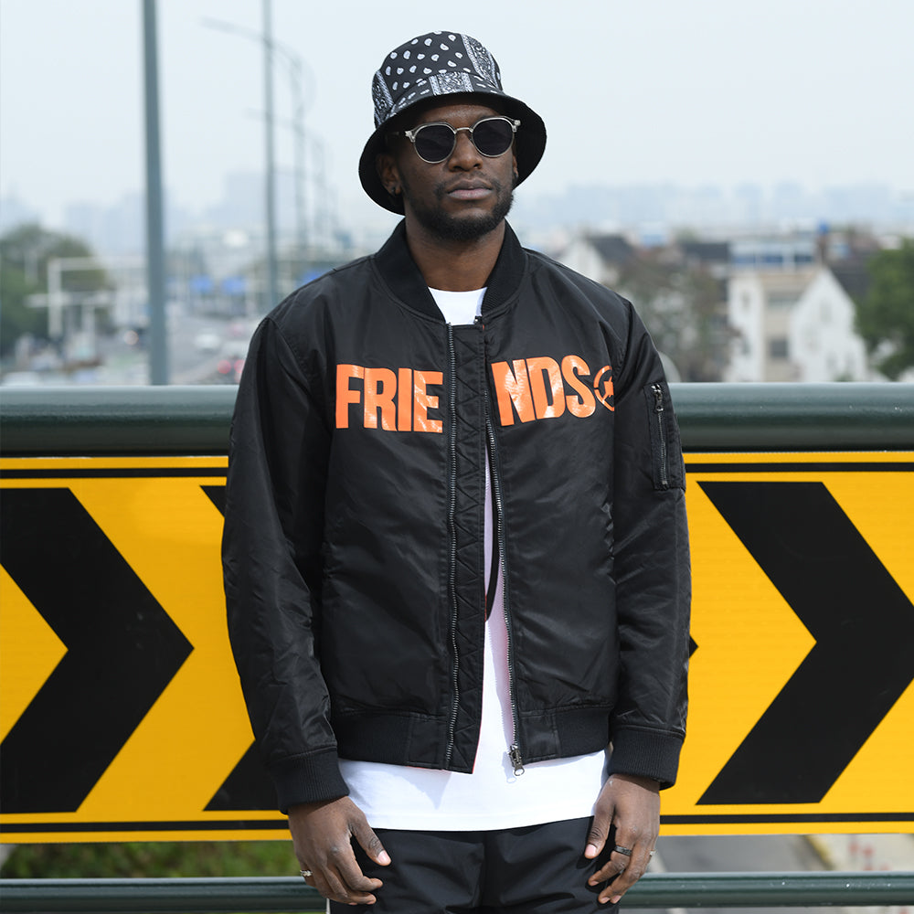 VLONE x Fragment Design Crossover Back Large V Reversible Padded Jacket 'Black Orange' VLJK21001