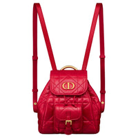 DIOR Caro Sheepskin Backpack Small Size Women's Garnet Red