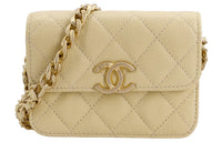 CHANEL Cow Leather Shoulder Bag, Crossbody Bag Regular Women's Yellow