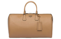 PRADA Saffiano Leather One Shoulder Portable Travel Bag Men's Caramel