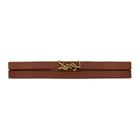 SAINT LAURENT Leather, Metal Wristbands Women's Brown