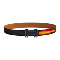 HERMES Cow Leather Leather Belts Women's Black/Brown Width: 3.2CM