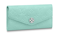 LOUIS VUITTON Sarah Grain Embossed Cow Leather Wallet Women's Macaron Green