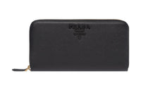 PRADA Saffiano Leather Wallet Large Size Women's Black