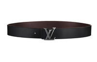 LOUIS VUITTON Santure Double Sided Belt With Initials Leather Belts Men's Black/Dark Brown