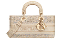 DIOR Lady D-JOY D-Lace Macramé Pattern Embroidery Dior Bag Shoulder Bag Crossbody Bag Handbag Medium Size Women's Gold
