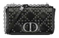 DIOR Caro Sheepskin Handheld Shoulder Bag Crossbody Bag Medium Size Women's Black